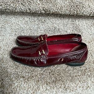Salvatore Ferragamo Women’s Burgundy Patent Leather Loafers